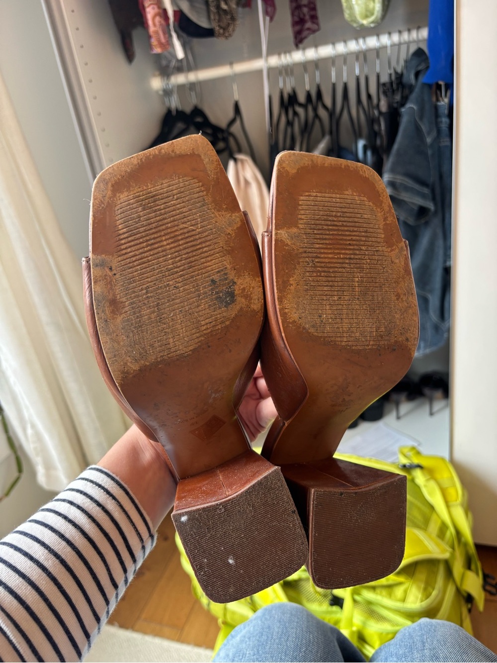 L'INTERVALLE Brown Leather Block Heel Mule Sandals - Picture 3 of 3